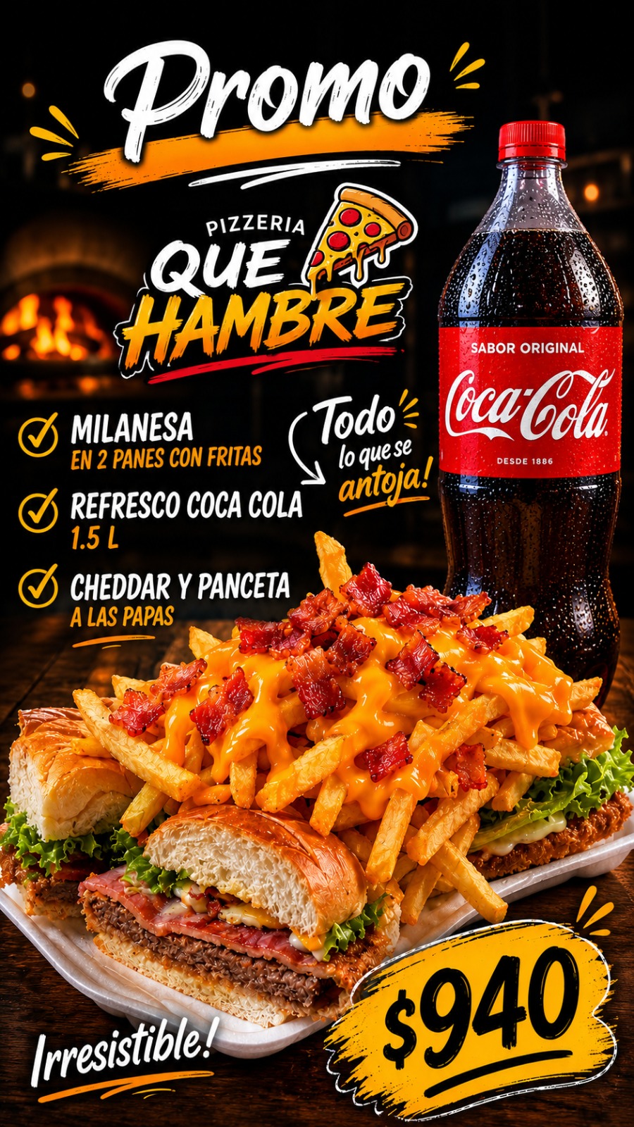 Milanesa en 2 Panes Con Cheddar y Panceta